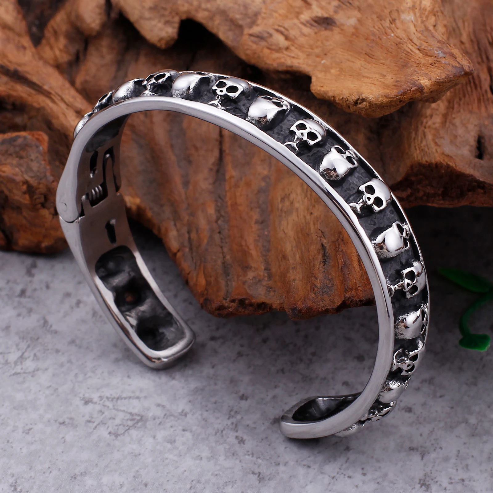 10mm Skull Ghost Head Bangle Men 316L Stainless Steel 5