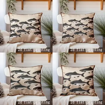 Swimming Fish Pattern Decorative Throw Pillow Cover Pattern Cushion Cover Suitable for Sofa Bedroom Car Pillow Cover 1