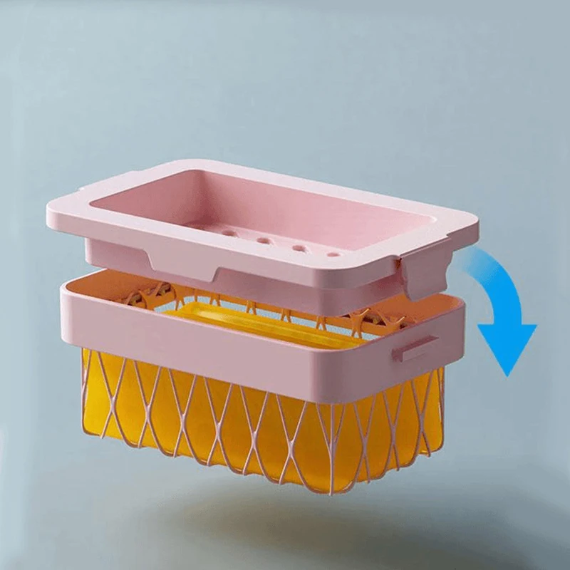 Multifunctional Laundry Soap Box Lather Box Hand-Free Bathroom Kitchen Mesh Soap Holder With Elastic Mesh Soap Drainer Shelf 3