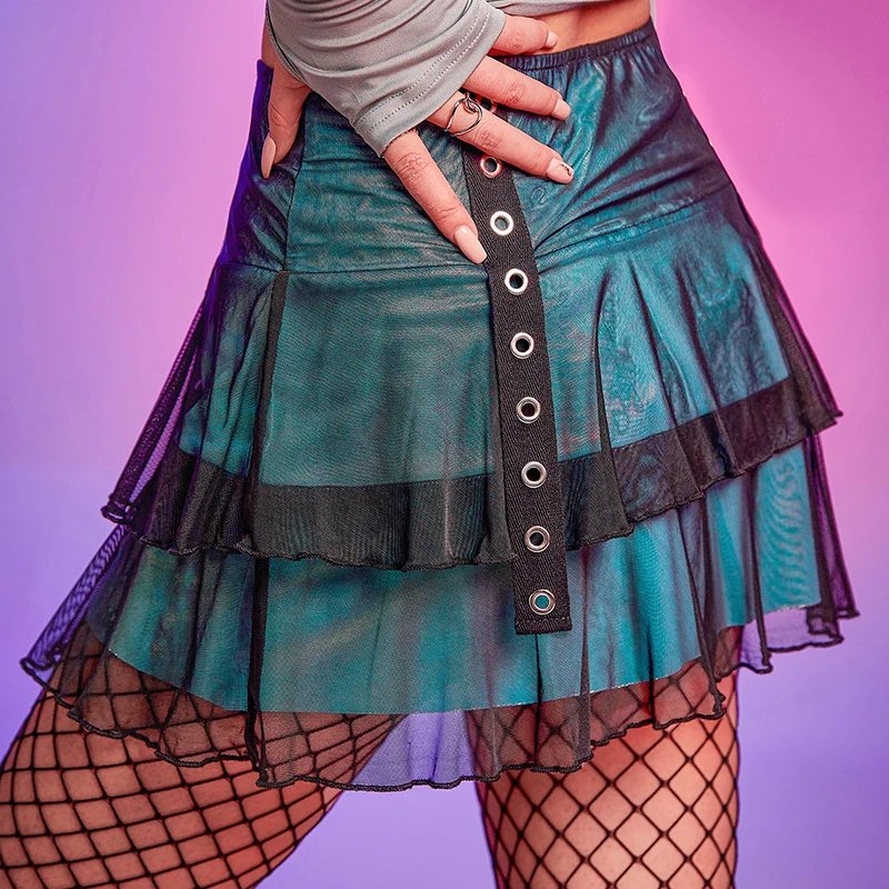 Goth Escuro Punk Mesh Sexy Mini Saias Gothic Grunge Ilhós Retalhos Cintura Baixa Micro Saia Babados Hem Noite Clubwear Y2k 9 Computers & Electronics