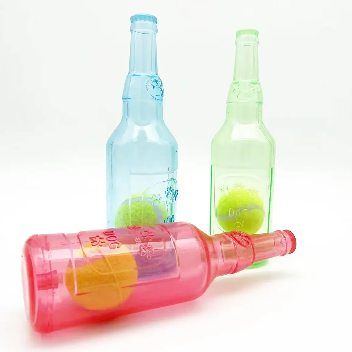 Dog toy bottle TPR tennis bottle pet cat puzzle resistant bite resistant sound making rubber floating relieve boredom