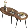 Mid Century Modern Coffee Table, Nesting Coffee Table Set of 2，Oval+ Round Side Table Set for Living Room, Bedroom,Small Space 1