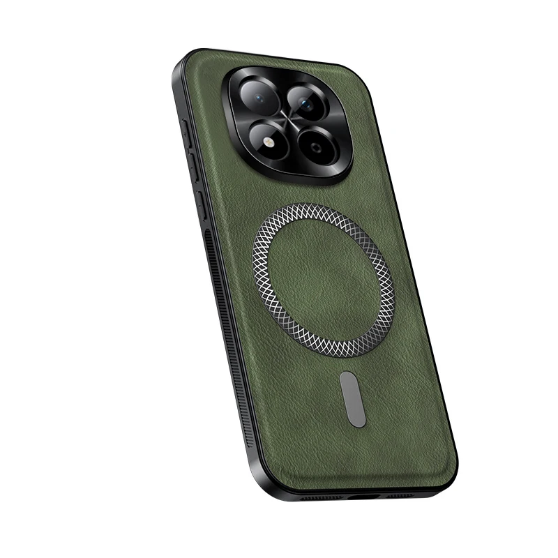 Magnetic Shockproof Leather Phone Case with Metal Camera Protector