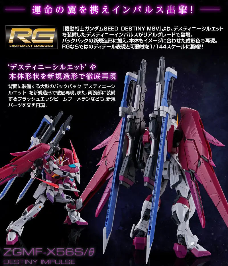 BANDAI Original PB RG 1/144 DESTINY IMPULSE GUNDAM Gundam