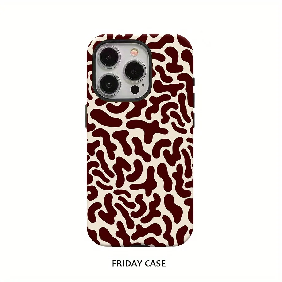 Luxury Brown Patterned Minimalist Double-Layer Back Cover Phone Case