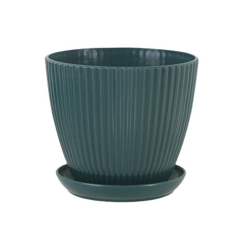 Decorative Plastic Flower and Succulent Plant Pot with Drainage Tray for Indoor and Outdoor Use