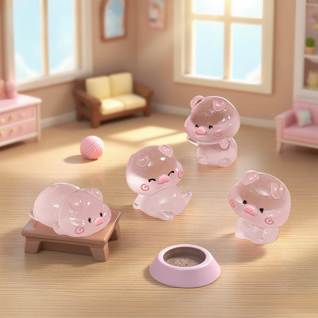 50/20PCS Mini Pink Pig Glow At Night Kawaii Home Decor Luminous Cute Piggy Miniature Figurines Desk Decoration DIY Accessories 2