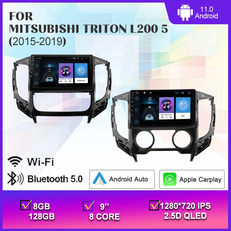 

9" 8G+128G Android 11 For Mitsubishi Triton L200 5 2015-2019 Car Radio Multimedia Player QLED Carplay GPS No 2 Din DVD
