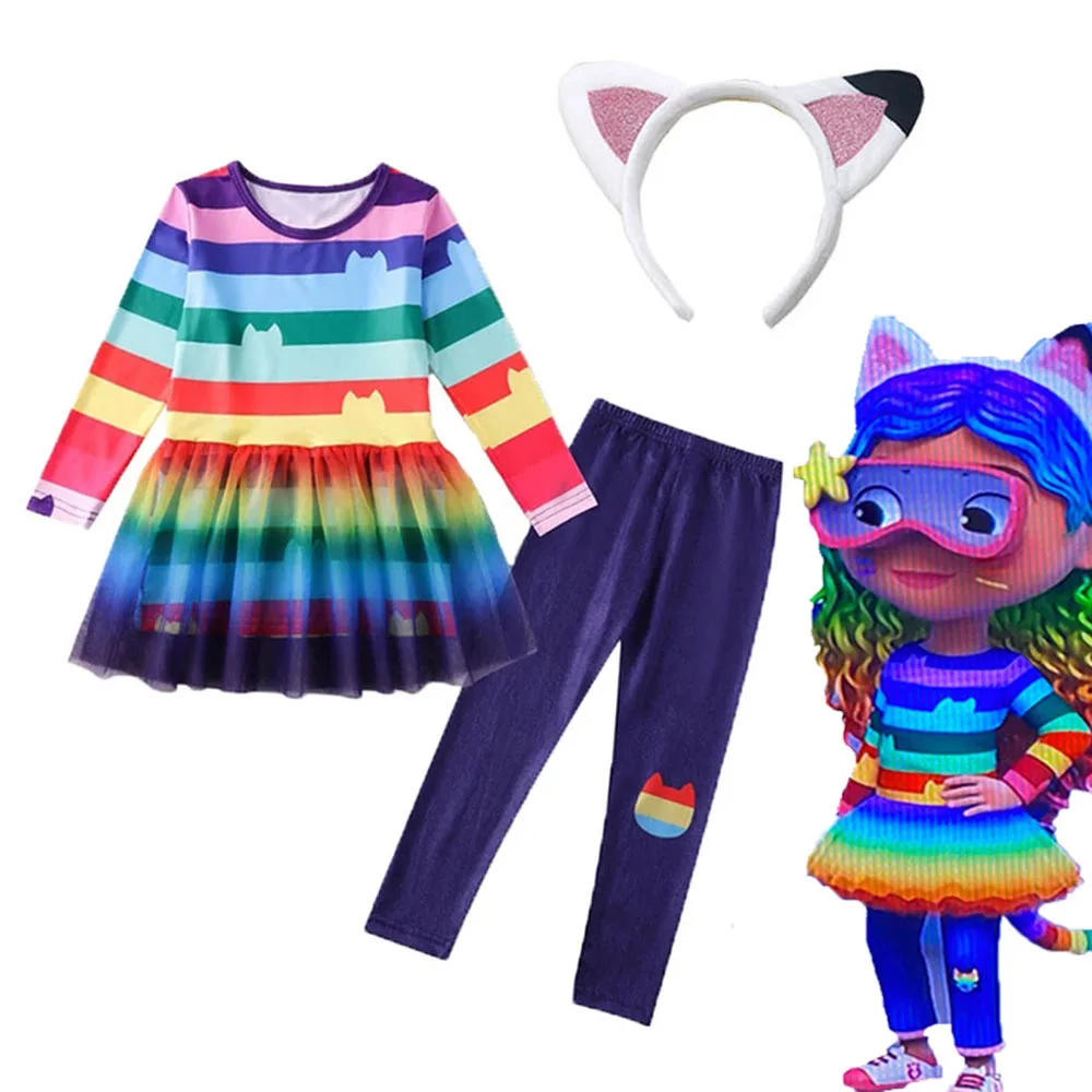 Gabbys Costume Gabbys Dollhouse Clothing Mercat Dress Animals Smiling Cat Car Cat Hug Gaby Girl Dresses Kids Birthday Gifts