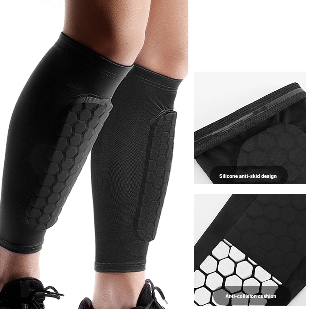 1 pair Soccer Shin Guard Socks Breathable Protective Calf Sleeves for