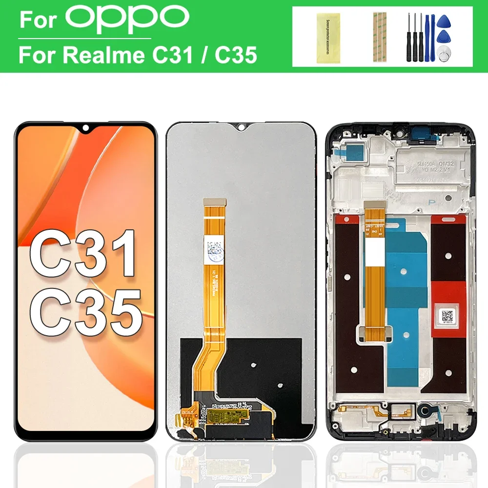 

Оригинальный ЖК-дисплей для OPPO Realme C35 RMX3511, сенсорная панель, дигитайзер для Realme C31 LCD RMX3501, дисплей с рамкой