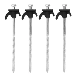Heavy Duty Metal Spiral Ground Anchors - Set of 10 Camping Tent Stakes with Hex Socket (Black - 4pcs)