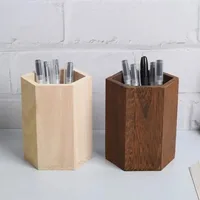 1PC Wooden Pen Holders Desktop Storage INS Style Large Capacity Pen Holder Box Multifunctional Wooden Pencil Organizer 1