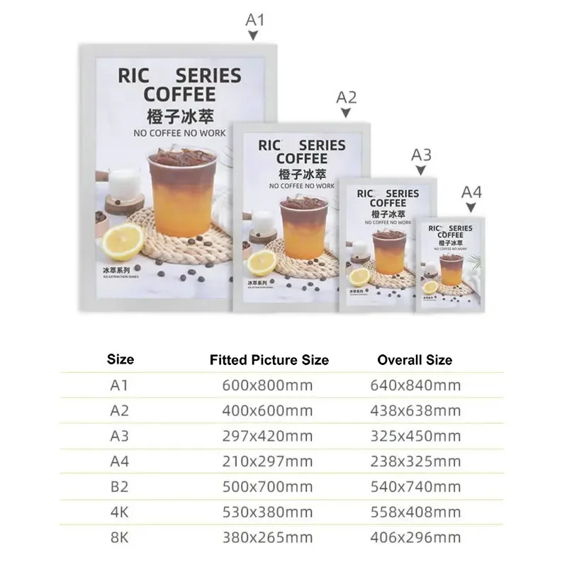 MoeTron 대형 아트워크 벽 접착 디스플레이 보드, 마그네틱 PVC 프레임, A2 액자, 50 × 70 포토 프레임, 40 × 60