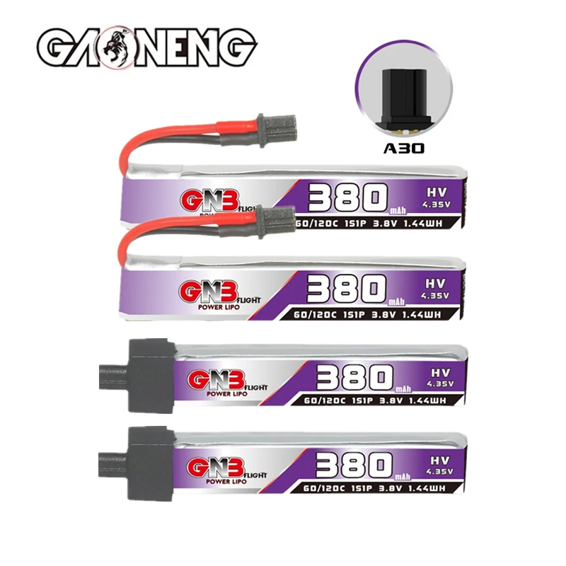 

Оригинальный GNB 1S 3,8 в 380 мА/ч 60C Lipo аккумулятор с кабелем A30 BT2.0 разъем для разряда высокого тока для FPV RC Tiny Whoop Drone