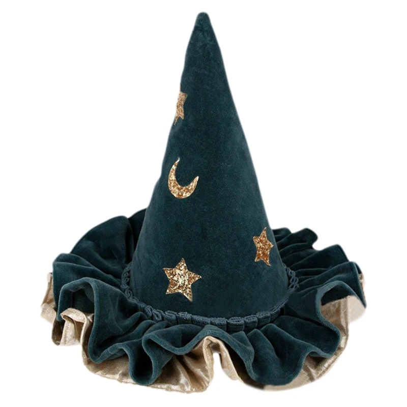 

Blue Dress Up Hat with Star & Moon Kids Witch Hat Halloween Hat for Best Friends Dropship