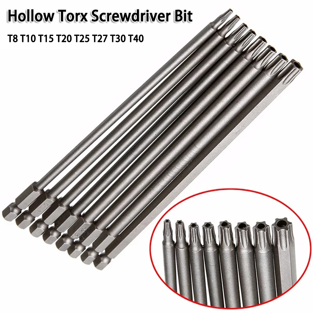1PC 200mm 7,78In Hohl Torx-schraubendreher Bit Hex Schaft T8/10/15/20/25/27/30/40 Werkzeug Für Exakte Schraube Unscrew Schraubendreher Bits – Detail 1