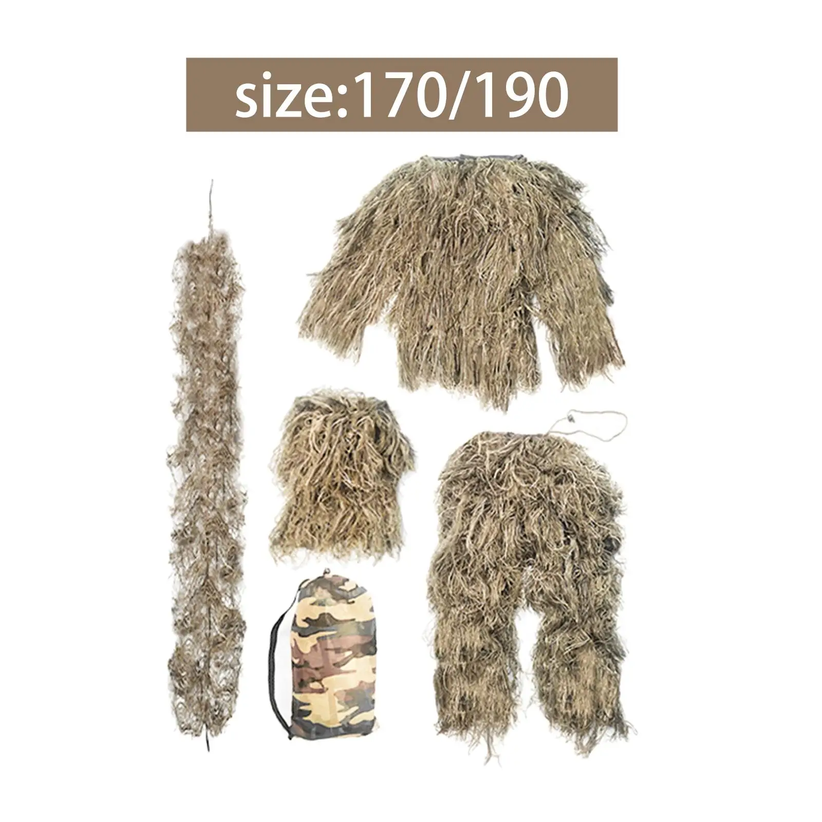 Adult Ghillie Suit Costume Clothing Lightweight Outfit Clothing Uniform Set for