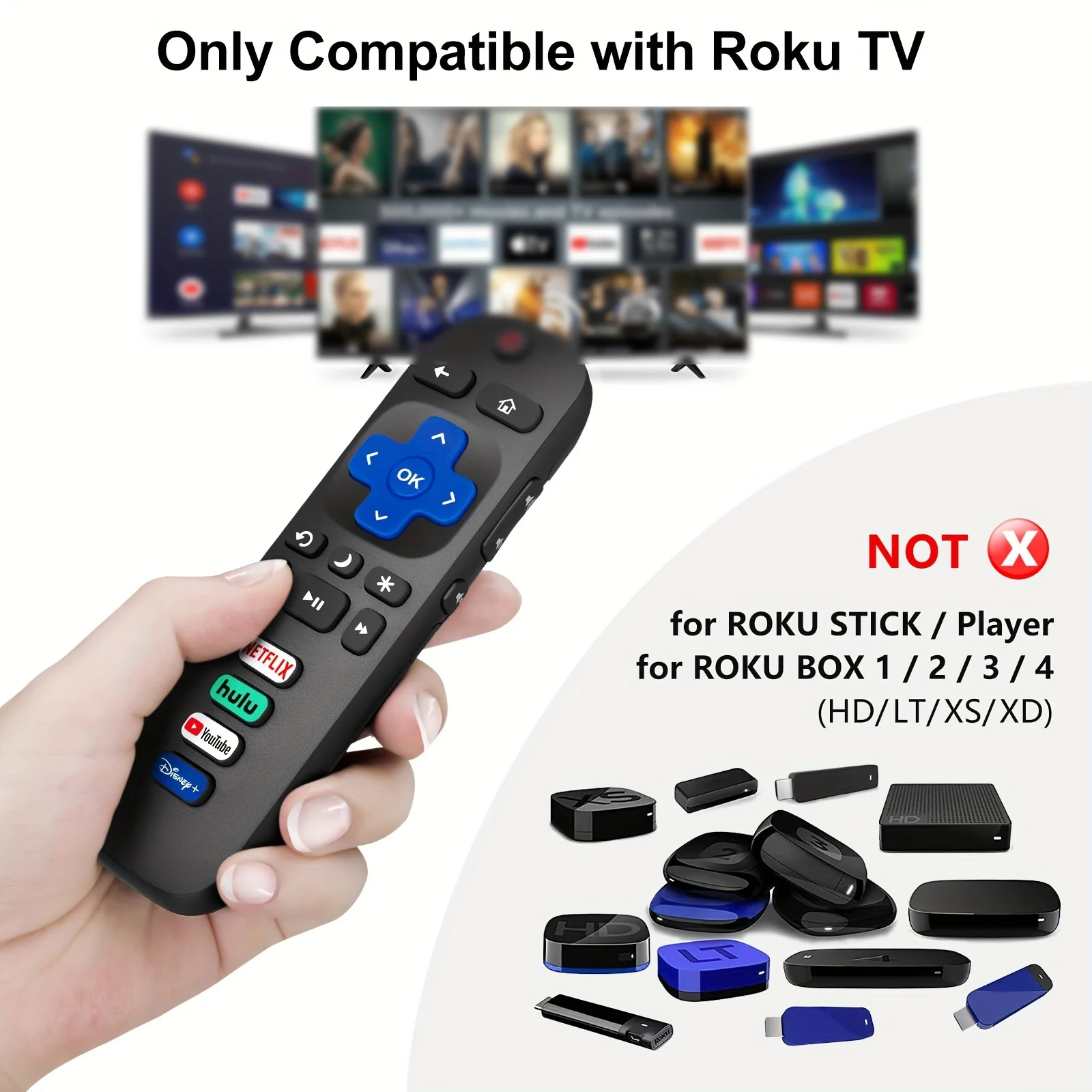 Telecomando universale per Roku TV - Confezione da 2 Telecomando universale per Roku TV - Confezione da 2
