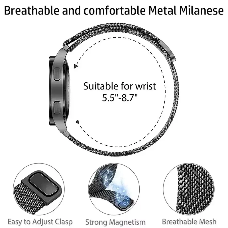 Stainless Steel Milanese Loop Strap - Elegant 22mm Wristband in Silver