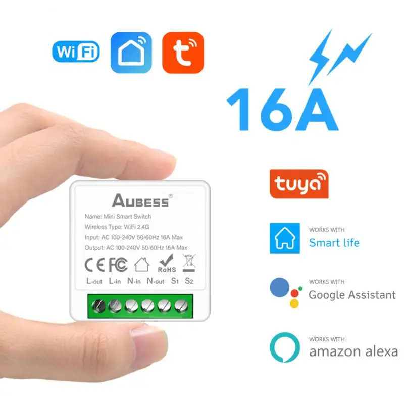 Tuya Mini WiFi Smart Switch Relay Module with Timing Function 16A 2-Way DIY  Smart Light Switch for Smart Home, Compatible with Alexa Google Home Smart