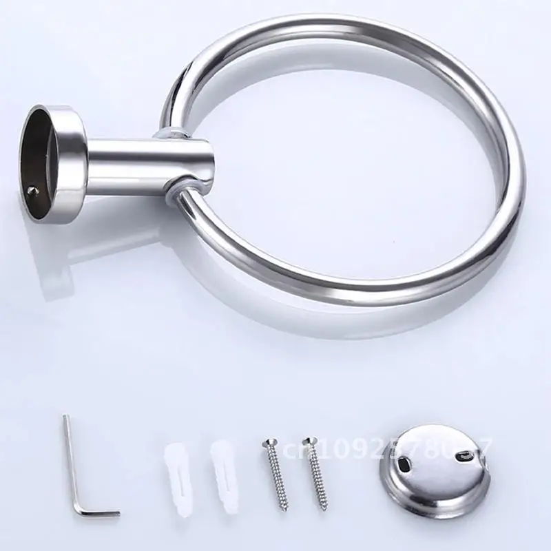 Black/Silver Towel Ring 304 Stainless Steel Wall Mount Storage Rack Nail-Perforate Bathroom Accessory Brushed Gold Towel Holder