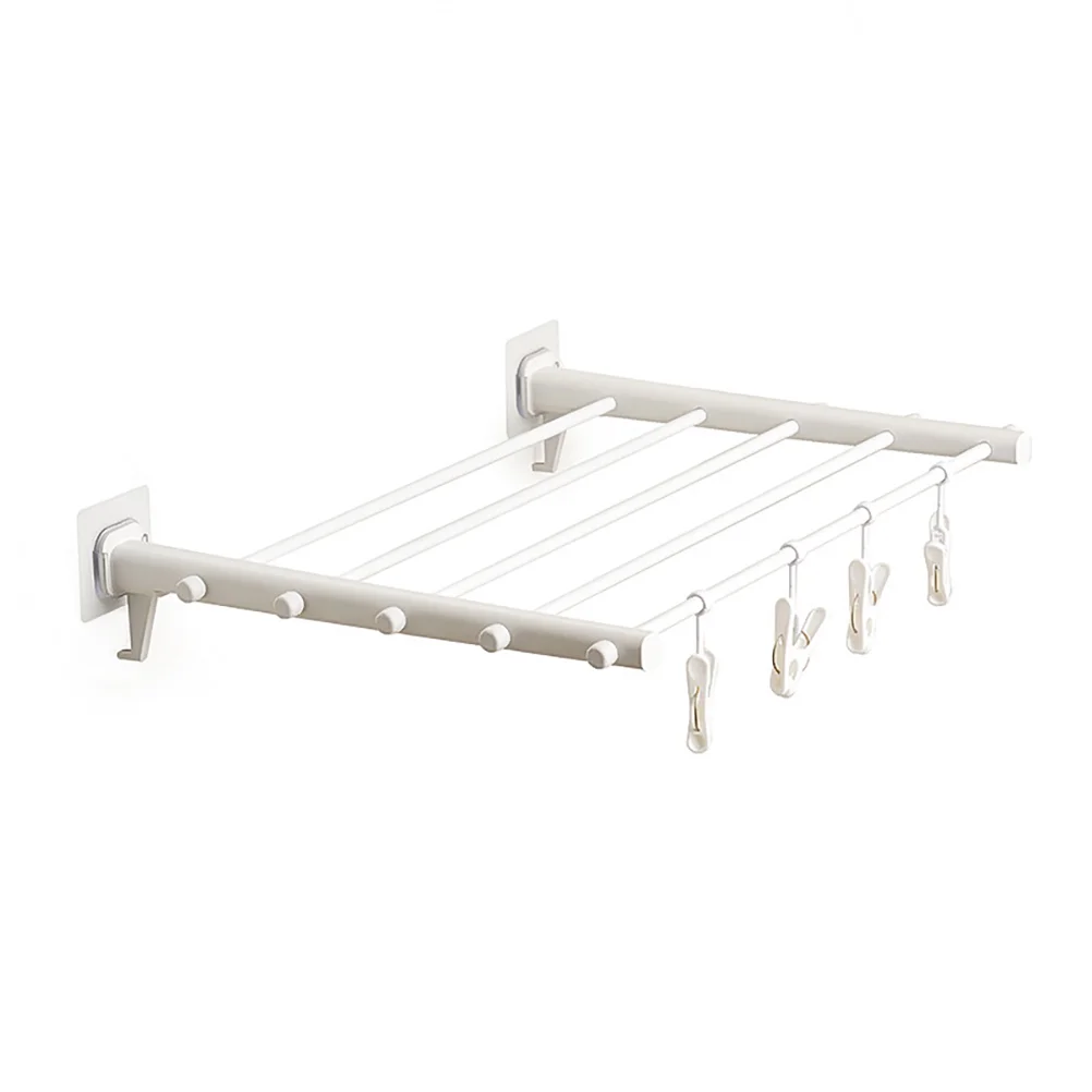 

Clothes Drying Rack Hidden for Retractable Hanger Plastic Simple Coat White Folding
