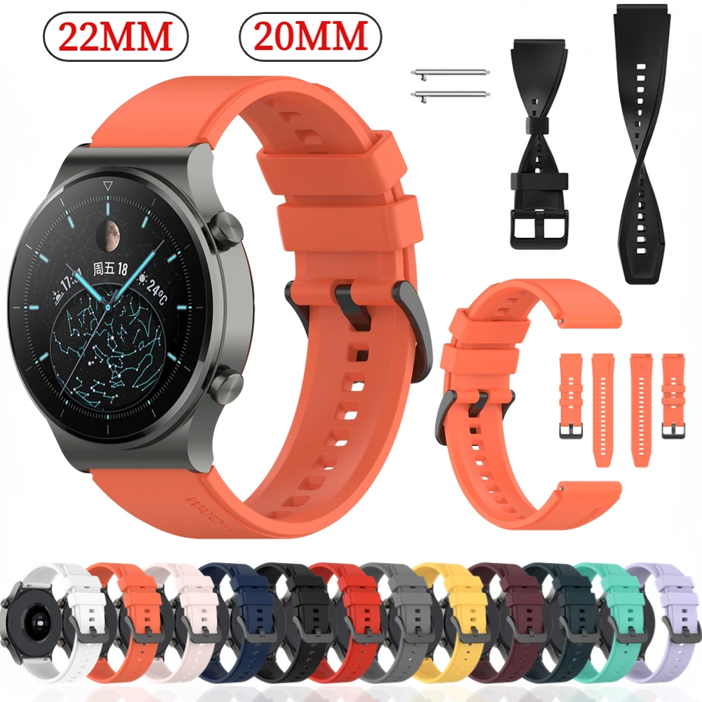 Cinturino In Silicone Ufficiale Da 22Mm 20Mm Per Huawei Watch Gt2 Pro Bracciale Per Huawei Gt 2 3 Pro/Samsung Watch 3/4/Classic/5/5 Pro Strap