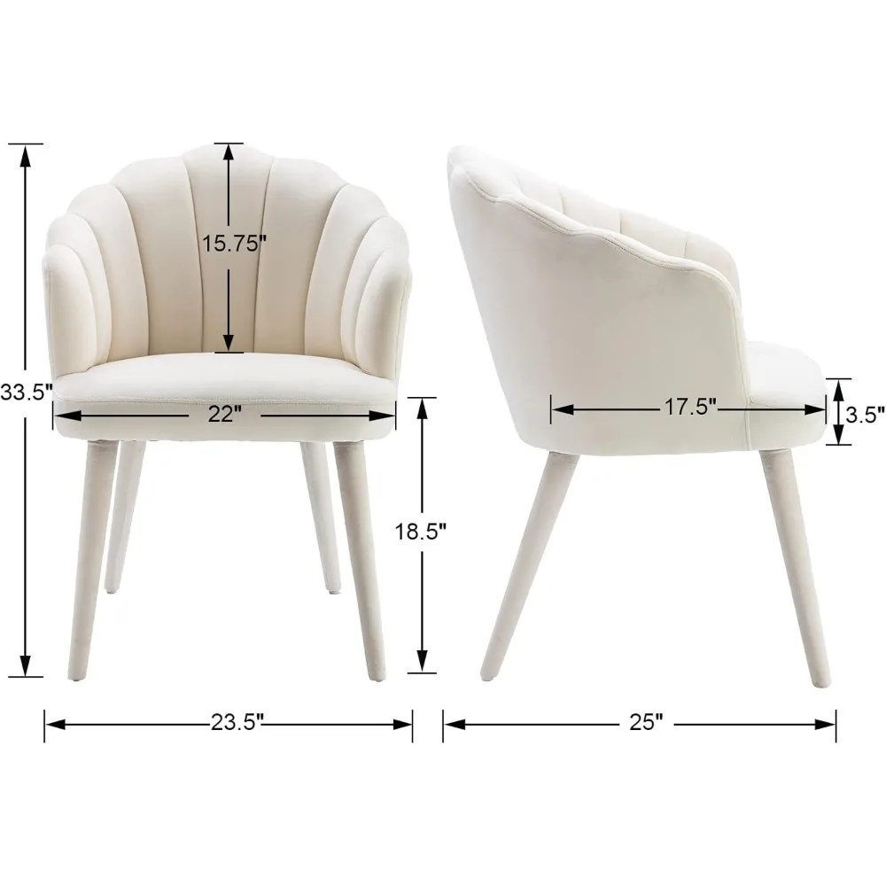 Velvet Dining Chairs Set of 4 Modern Living Room Chairs with Petal Back & Wood Legs Comfy Upholstered Side Chair for Dining Room 3