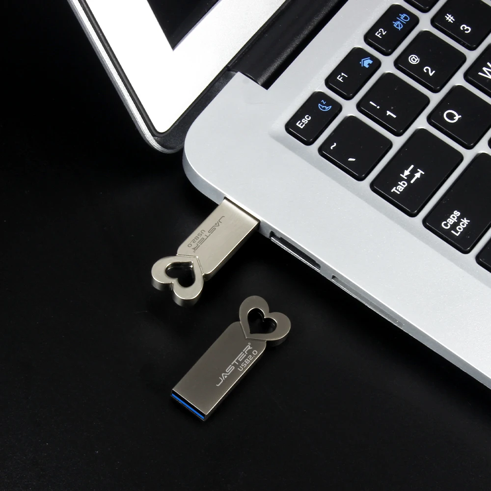 JASTER USB 2.0 Flash Drive 64GB Heart-shaped Metal Fashion Pen drive 32GB 16GB High speed Memory stick 8GB 4GB U disk For Laptop