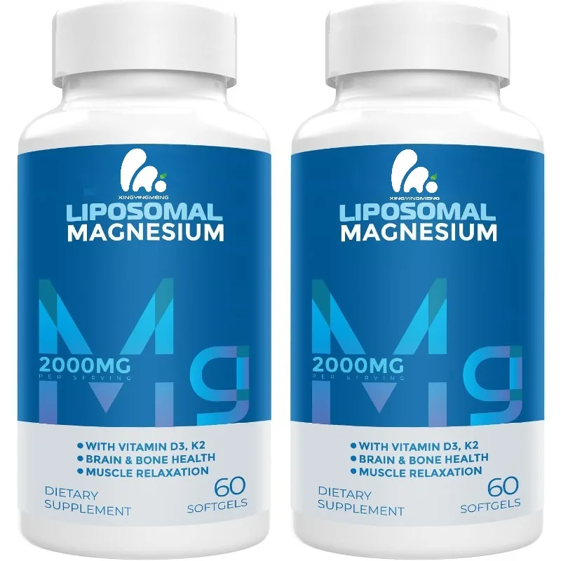 Liposome Magnesium Soft Capsules 2000mg-Magnesium Supplement Containing Vitamin D3 and K2- Bone Health -60 Capsules
