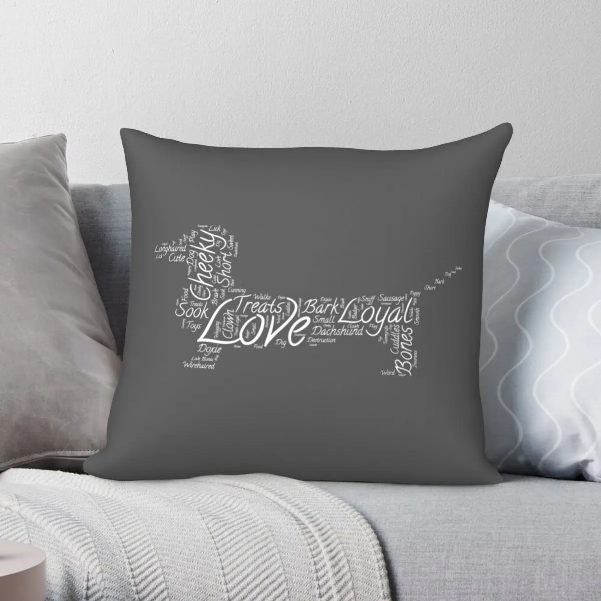 

Love My Dachshund Square Pillowcase Polyester Linen Velvet Creative Zip Decor Home Cushion Cover