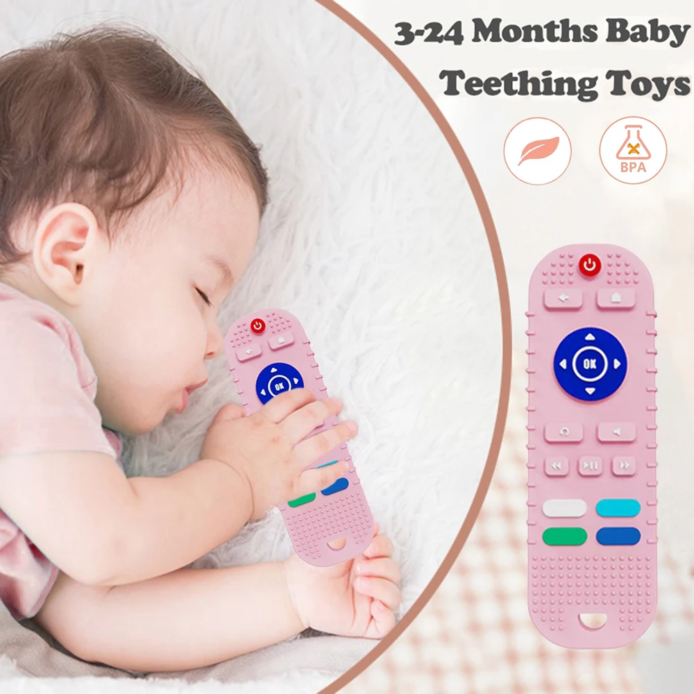 Newborn baby remote control shape silicone teether baby teething toys relieve gum pain suitable for girls over 6 months gifts