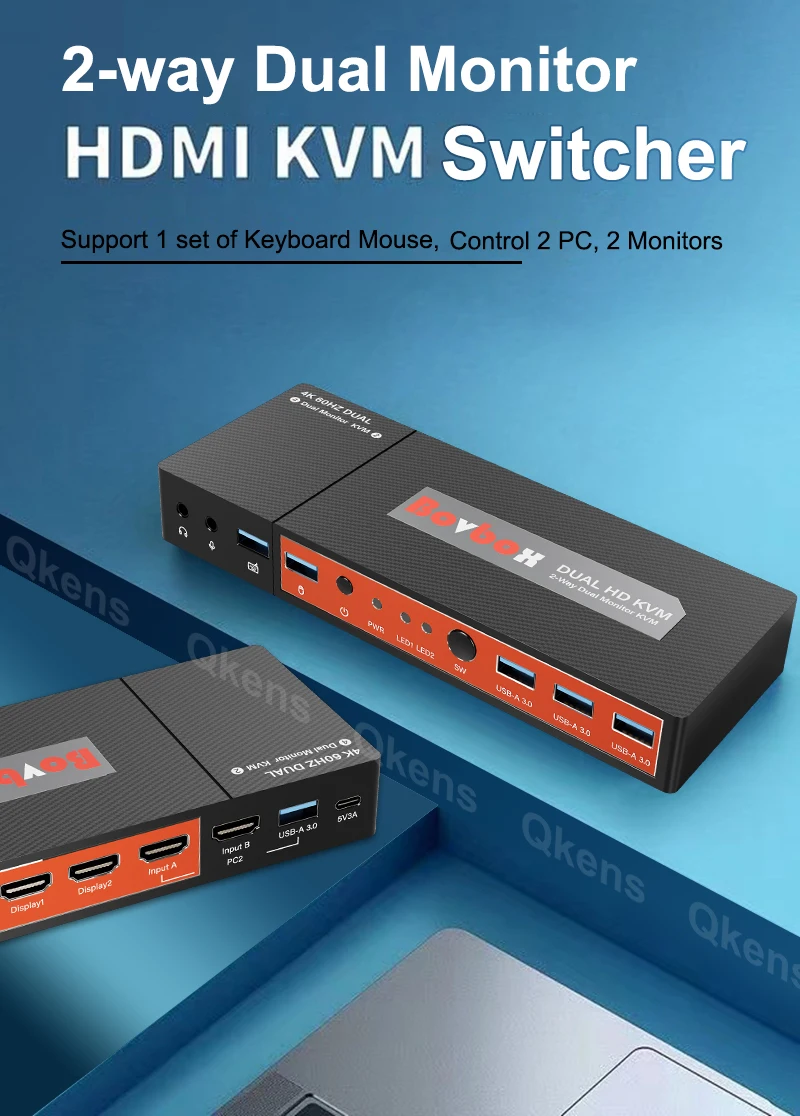 4K 60Hz HDMI KVM ġ ڽ USB 3.0  HDMI 2  2 ƿ ó Ű 콺 Ʈ 2 Ʈ, Ʈ PC ȣƮ 2 