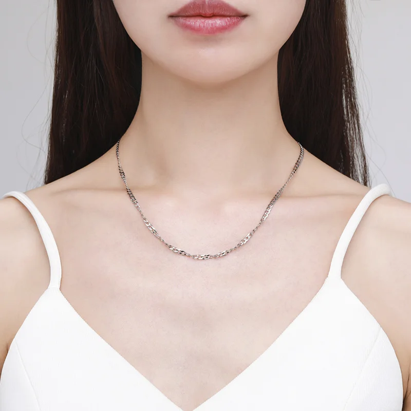  커브 체인 목걸이, 여성 소녀, 소년, 이탈리아, 남성 쥬얼리, 콜레 칼라, 시에라덴 콜리어, 45-60cm, 3mm