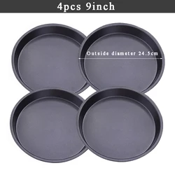 Deluxe Nonstick Carbon Steel Pizza and Baking Tray Set - 4 - Piece Round Plate Collection for Effortless Baking and Serving (4pcs 9inch)