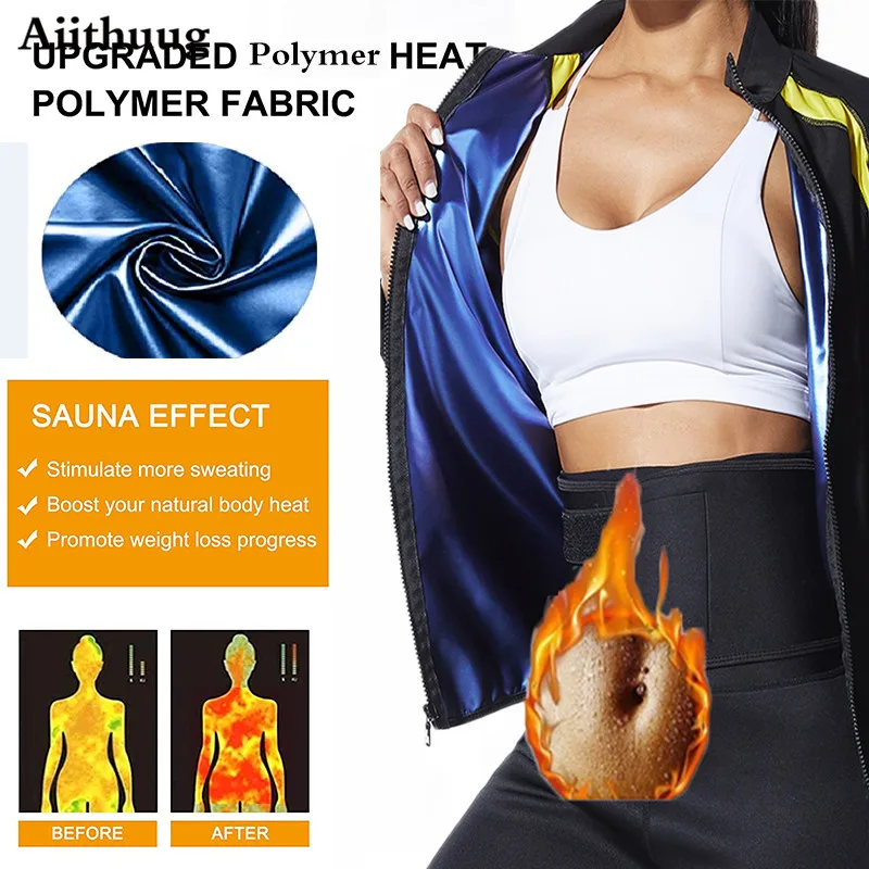 Women Slimming Sweat Sauna Suit Workout Tops Body Shaper Jacket