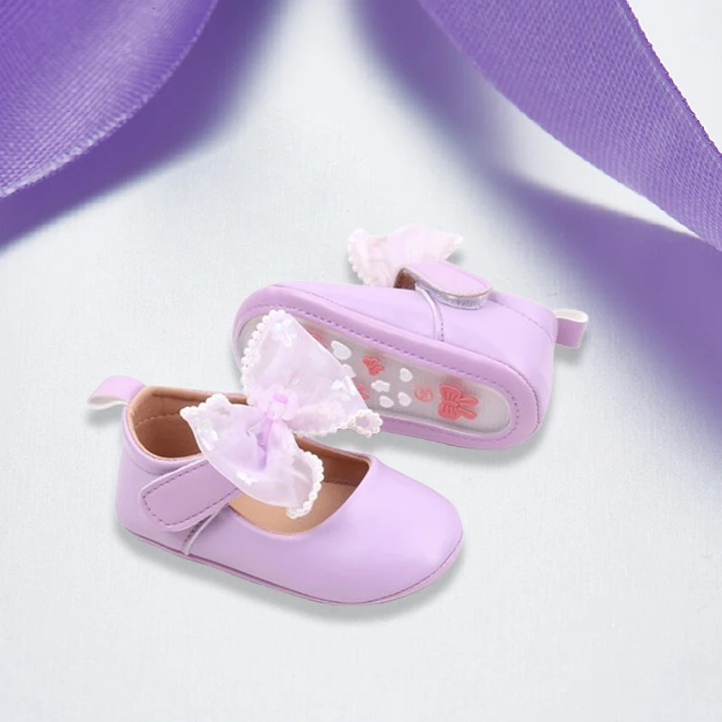 0-18Months Infant Newborn Baby Girls Mary Jane Shoes Princess Moccasins Cute Bow Soft Non-Slip Infant Baby First Walking Shoes