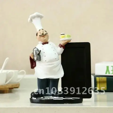 

VILEAD 24cm Resin Message Board Mustache Chef Figurines Western Restaurant Kitchen Pastry Shop Craft Home Decoration Accessories