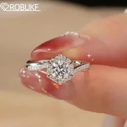 0.5/1CT Moissanite Engagement Rings for Women D Color Sparkling Lab Diamond Fine Jewelry S925 Silver Rings Original Certified