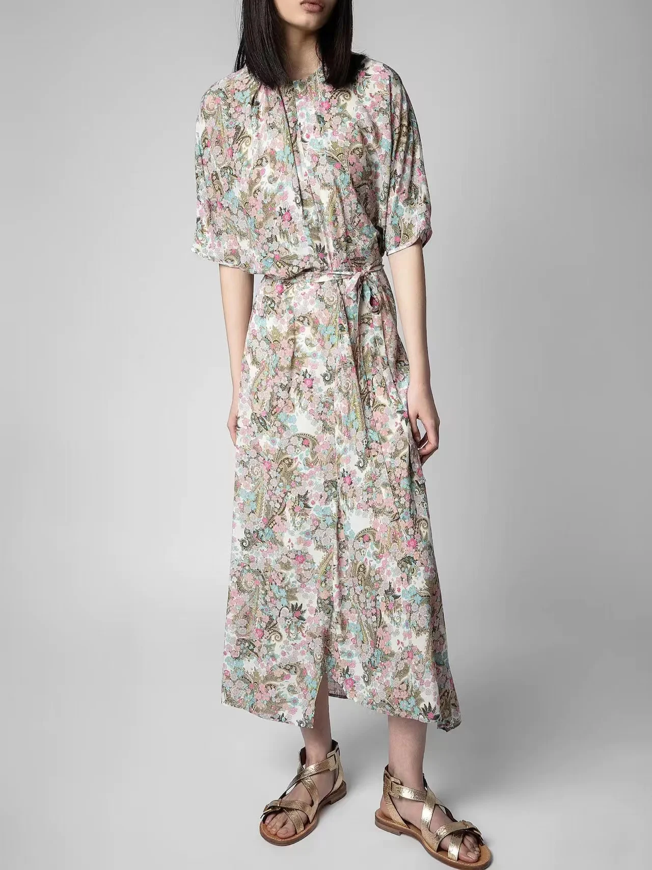 

ZV New Round Neck Fashion Printed Temperament Commuter Dress