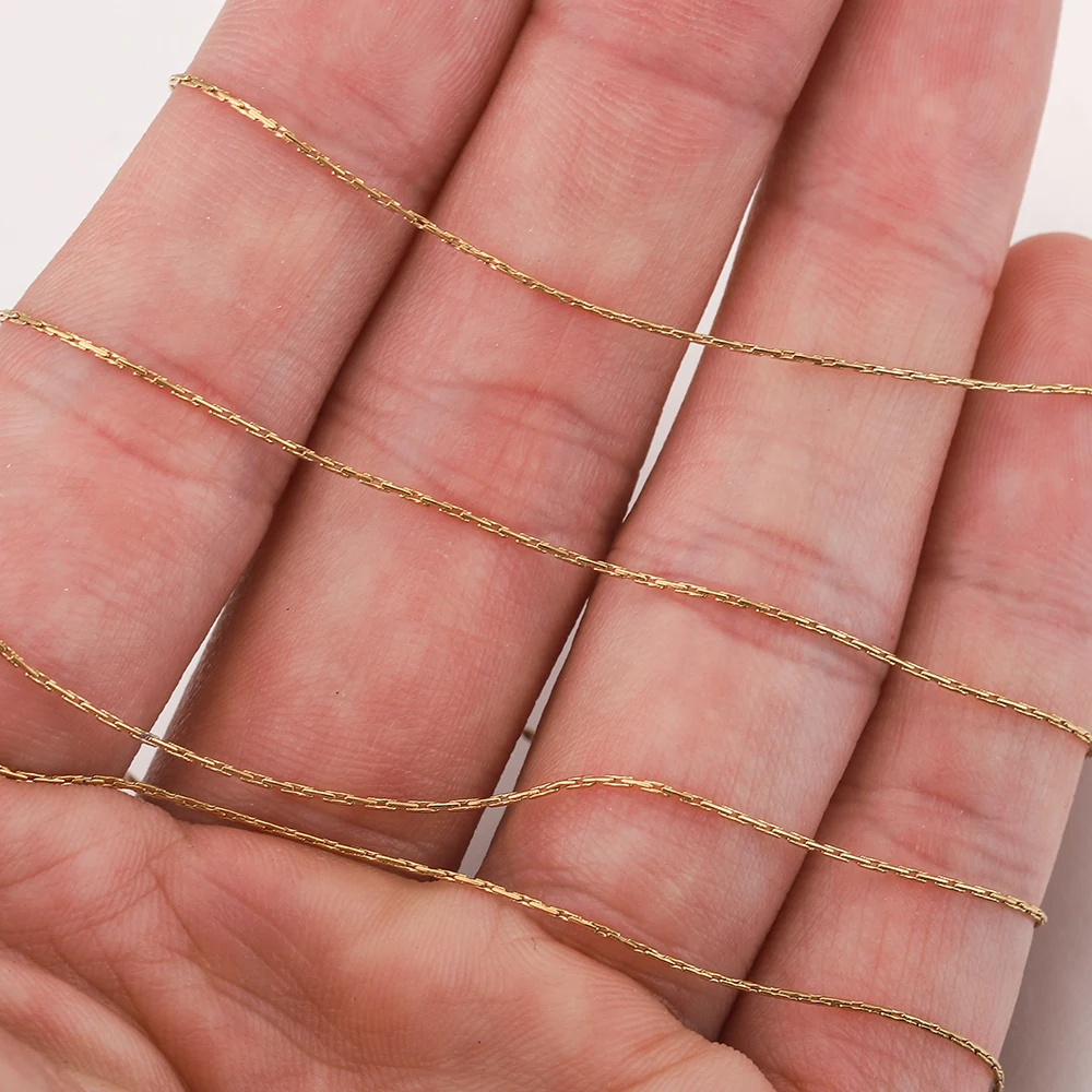 2m 스테인레스 스틸 작은 케이블 골드 플레이트 귀걸이 체인 0.5mm 로프 체인, DIY 쥬얼리 제작 용품 목걸이 도매