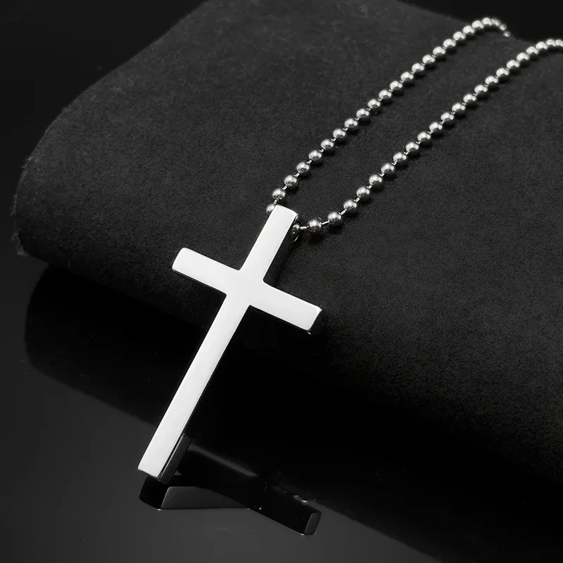 Pure Titanium Cross Pendant Handmade Jewelry Grade Mirror Polished Premium Feeling Couple Pendant Hip Hop Sweater Chain Necklace