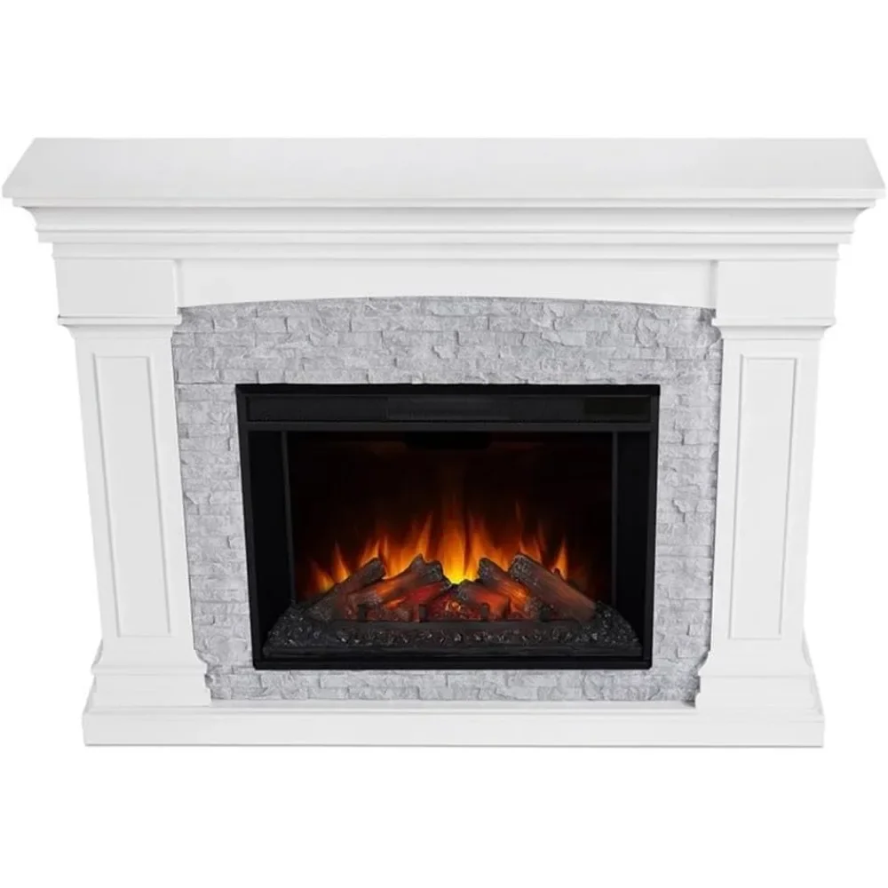 Deland Grand Electric Indoor Fireplace with Remote Control, Realistic Infrared Fireplace with Heater 4