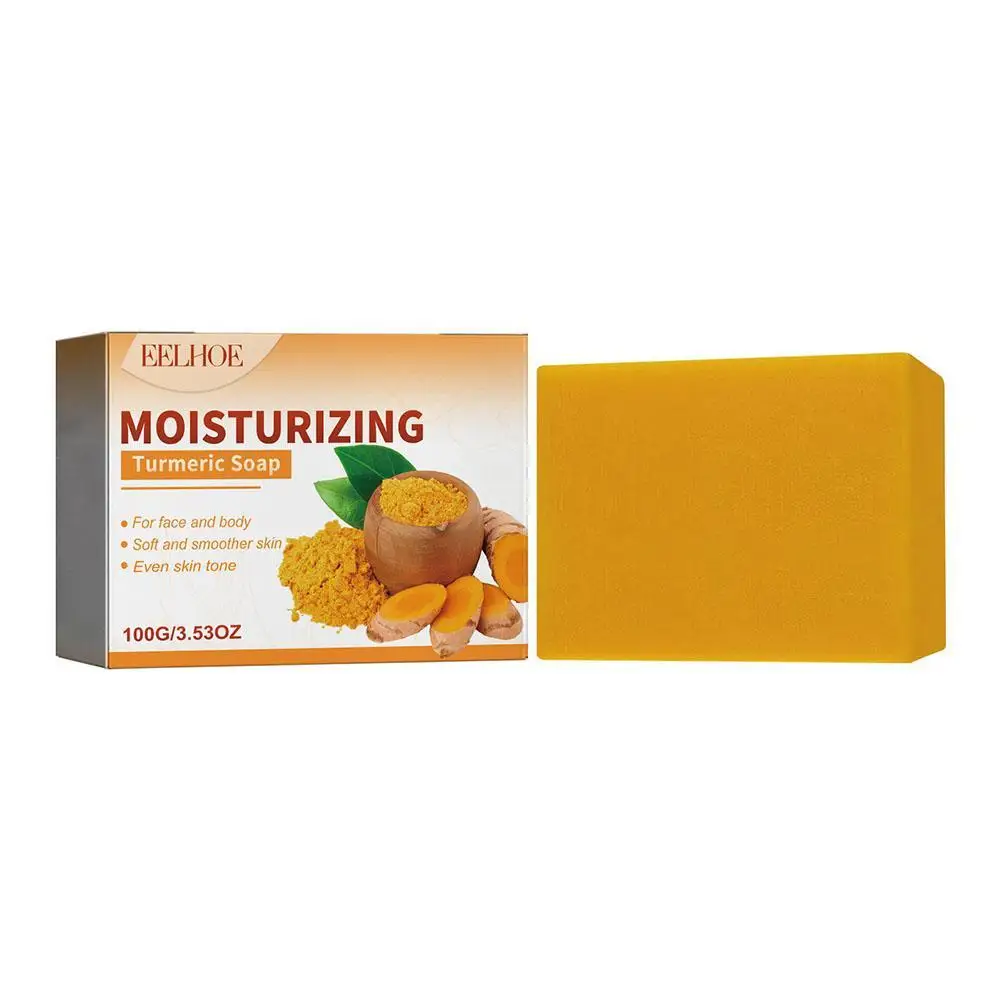 

Turmeric Soap Face & Body Moisturizing and Whitening Soap Bar Acne Dark Spots Remover Smooth Skin Natural Handmade Soap 100g