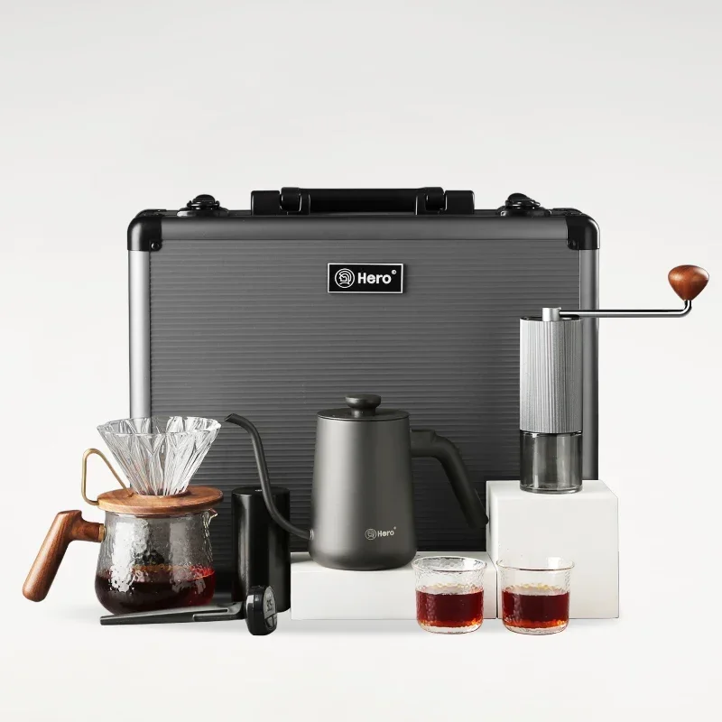 

Hand Drip Coffee Grinder Gift Set Pour Over kettle Coffee Suitcase