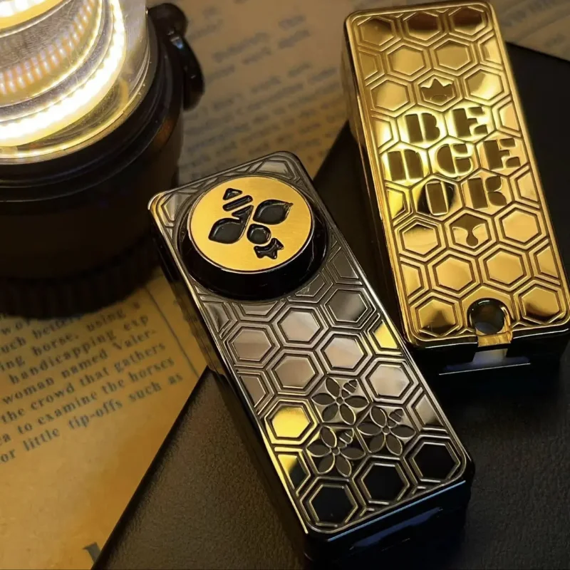Bee Emperor EDC Mechanical Pushing Cards Fidget Spinner Stainless Steel Magnetic Decompression Fingertip Gyro Push Slider Toy