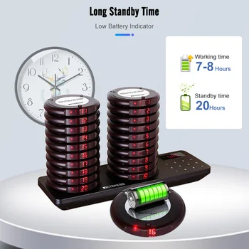 Retekess TD163 Restaurant pager wireless calling system 20 coaster buzzer vibrator bell receiver beeper for food truck cafe bar 5