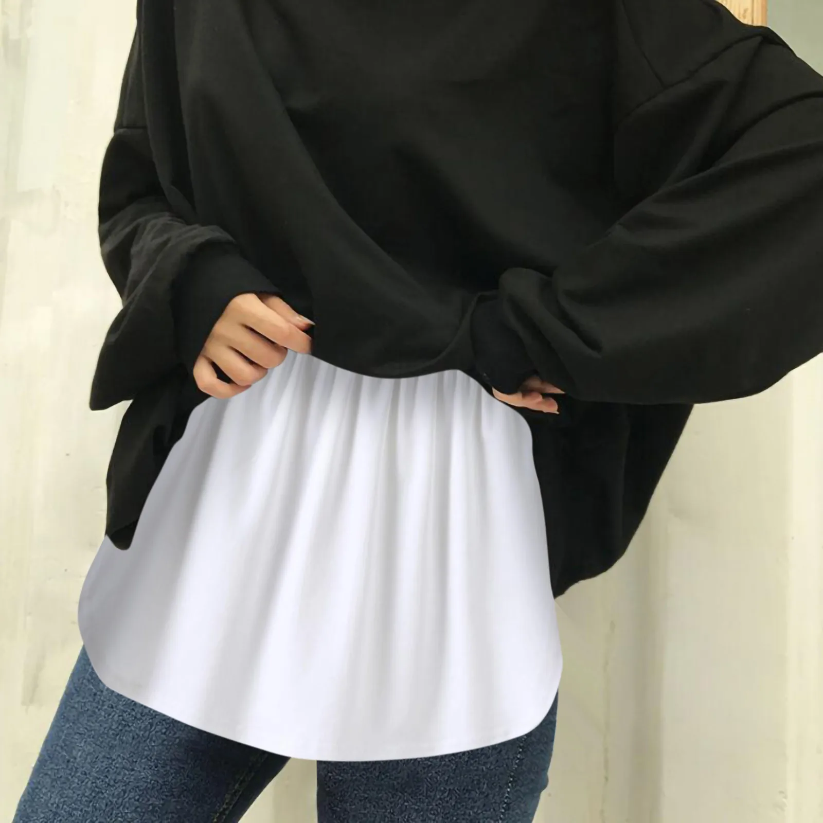 

Shirt Extenders Women Fake Shirt Tail Irregular Skirt Blouse Tail Hem Soft Cotton Detachable Underskirt Casual Sweater Hemline