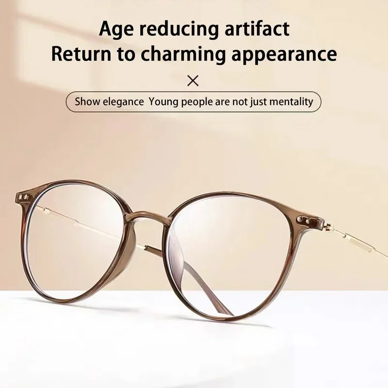 Progressive Multifokus Lesebrille Bifokale Ultraleicht Presbyopie Brille Frauen Männer Runde Anti Blau Licht Brillen 0 Bis + 400 – Detail 7